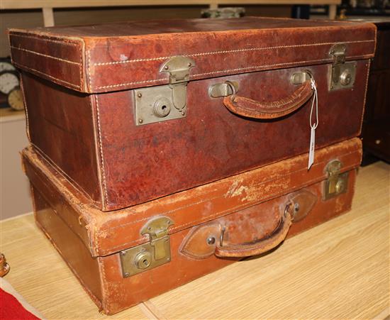 Two leather suitcases